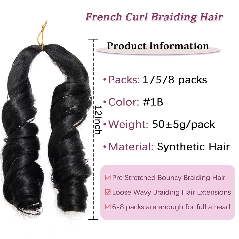 Extensions de cheveux synthétiques bouclés en spirale pour tresses