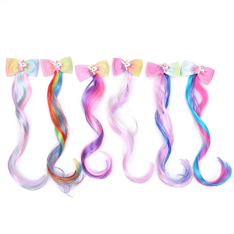 Perruques Queue de Cheval Colorée pour Fille