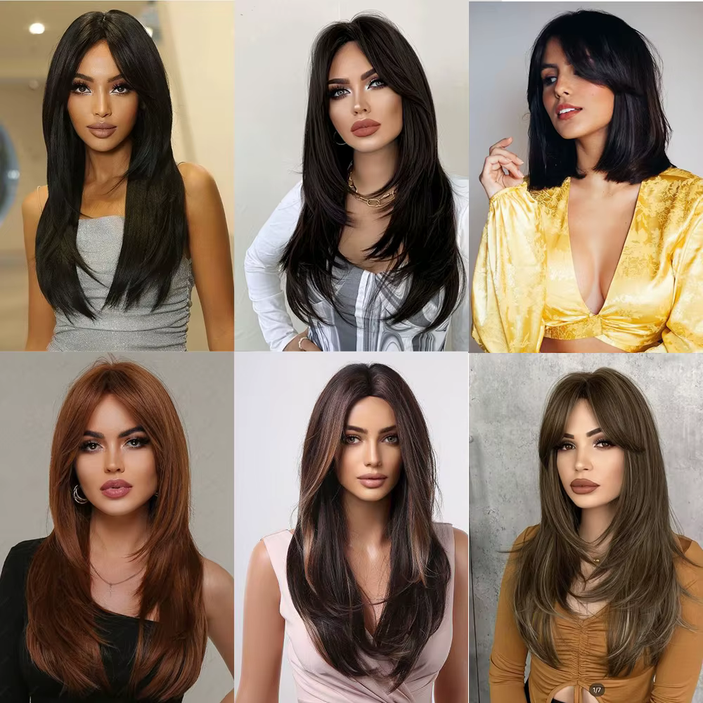 Extensions capillaires synthétiques lisses à 3 Clips