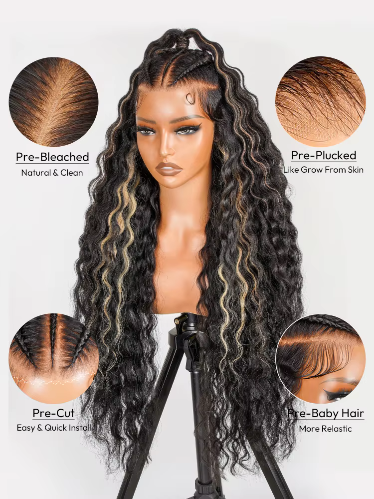 Alipearl cheveux sans colle mettre en évidence styliste perruque prêt à emporter pré-max serti ondulé 13x6 Ombre