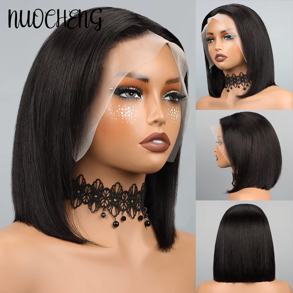 Perruque Bob en cheveux humains 13x4 avec dentelle frontale pour femmes noires
