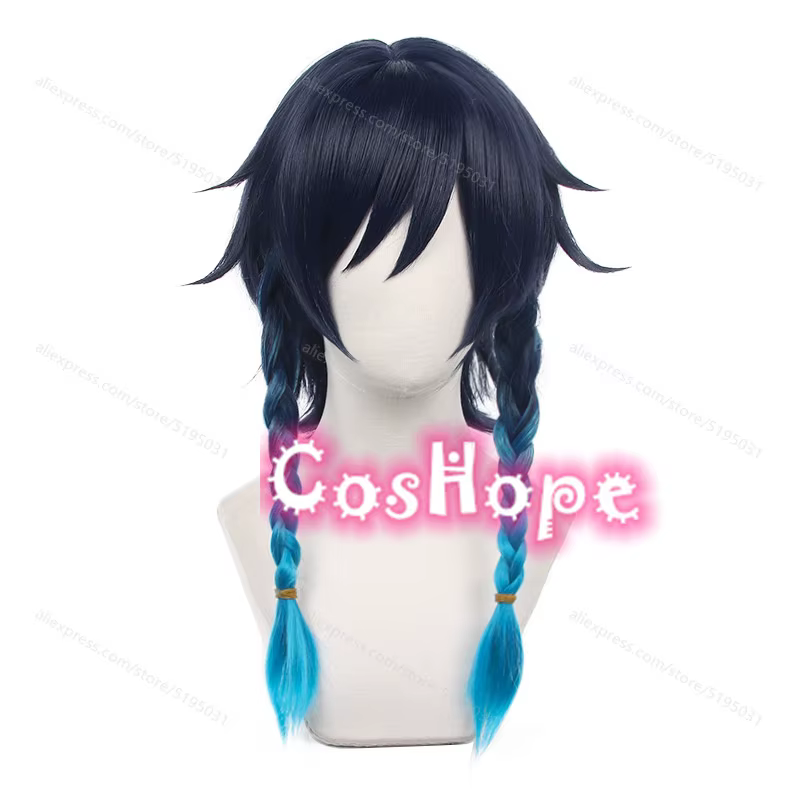 Perruque de cosplay Venti unisexe