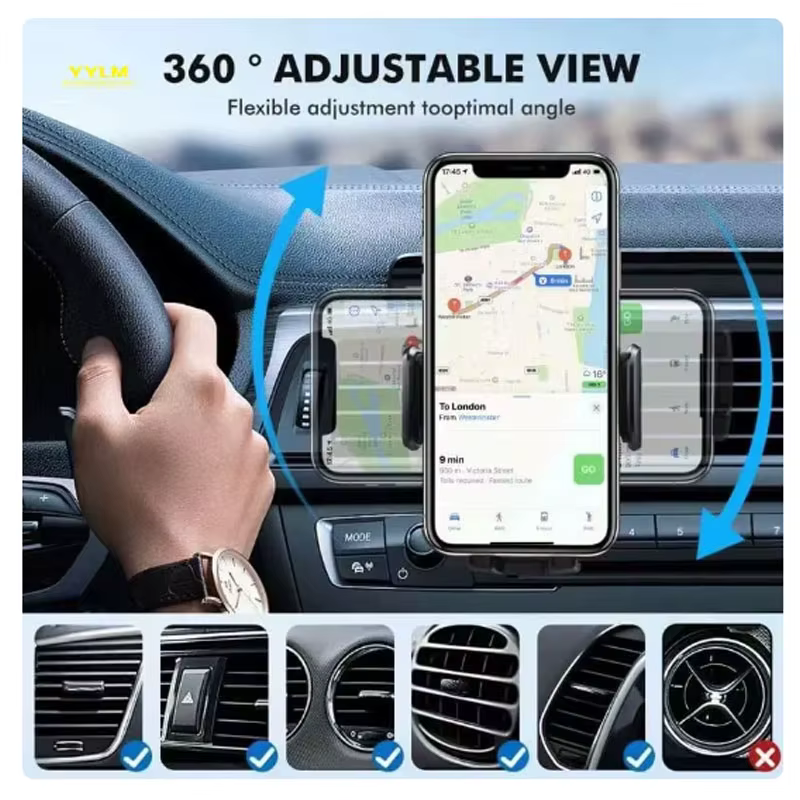 Support de téléphone portable pour sortie d'air de voiture, bras d'extension, crochet rotatif, support de téléphone de voiture avec sortie d'air générale pour voiture, support pour téléphone portable