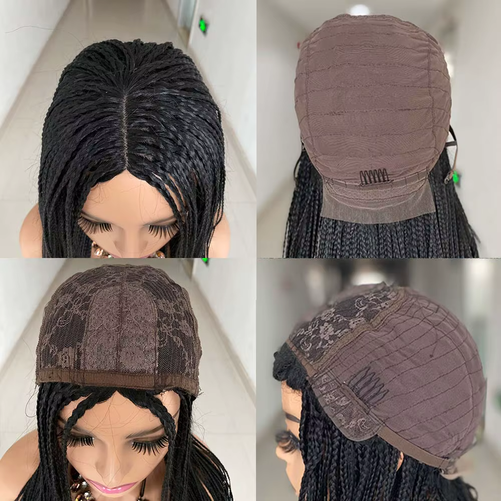 Nouvelle mode longue tressée perruques synthétique boîte tresse perruque pour les femmes noires ondulé armure Ombre