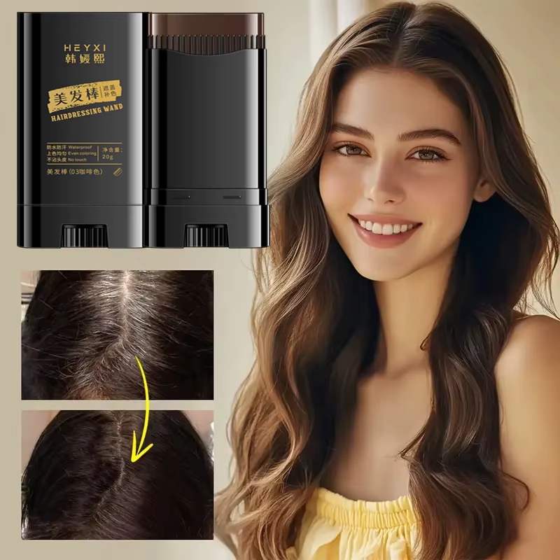 Bâton de teinture capillaire imperméable – couvre rapidement le gris