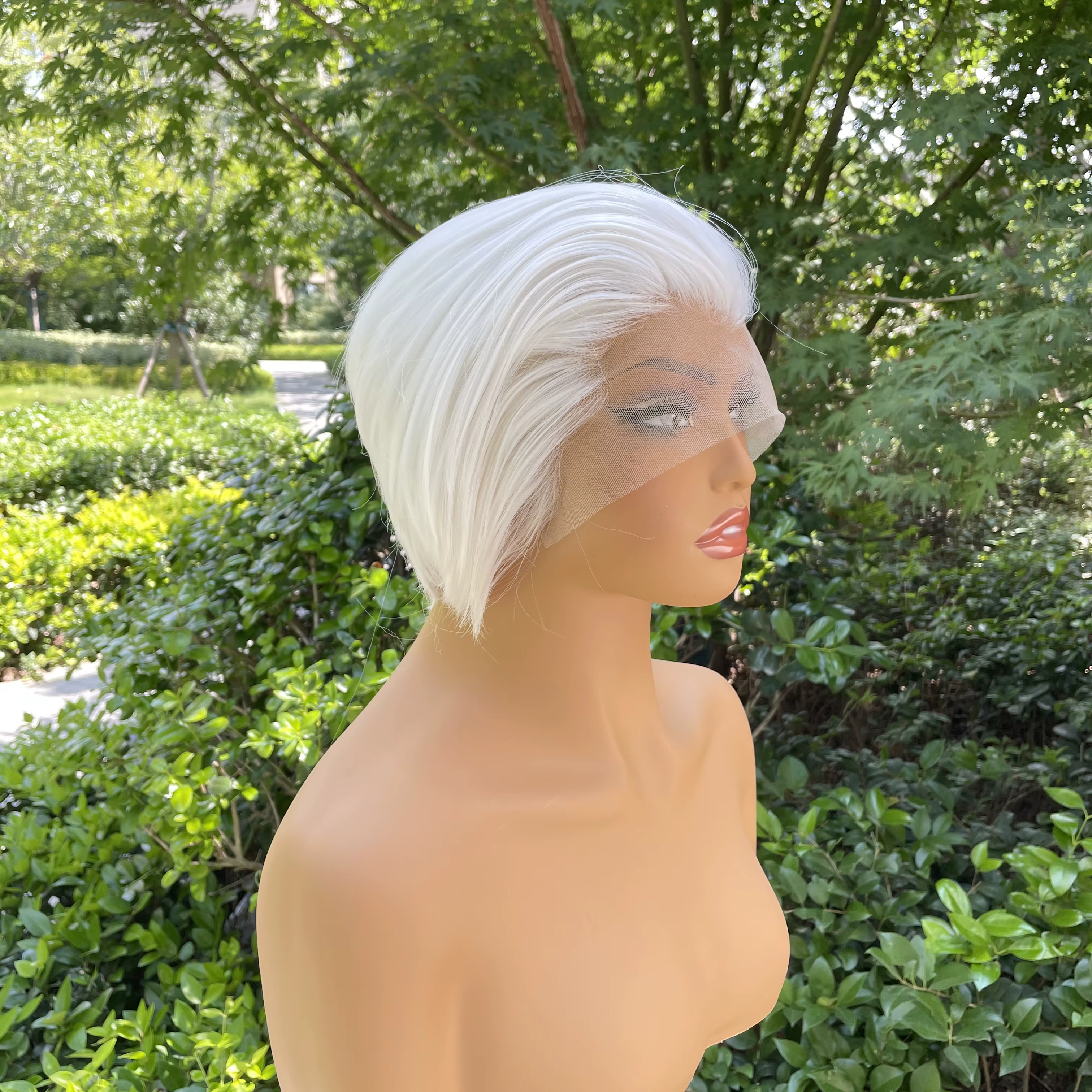 Perruque synthétique coupe Bob courte de pointe de veuve pour femme