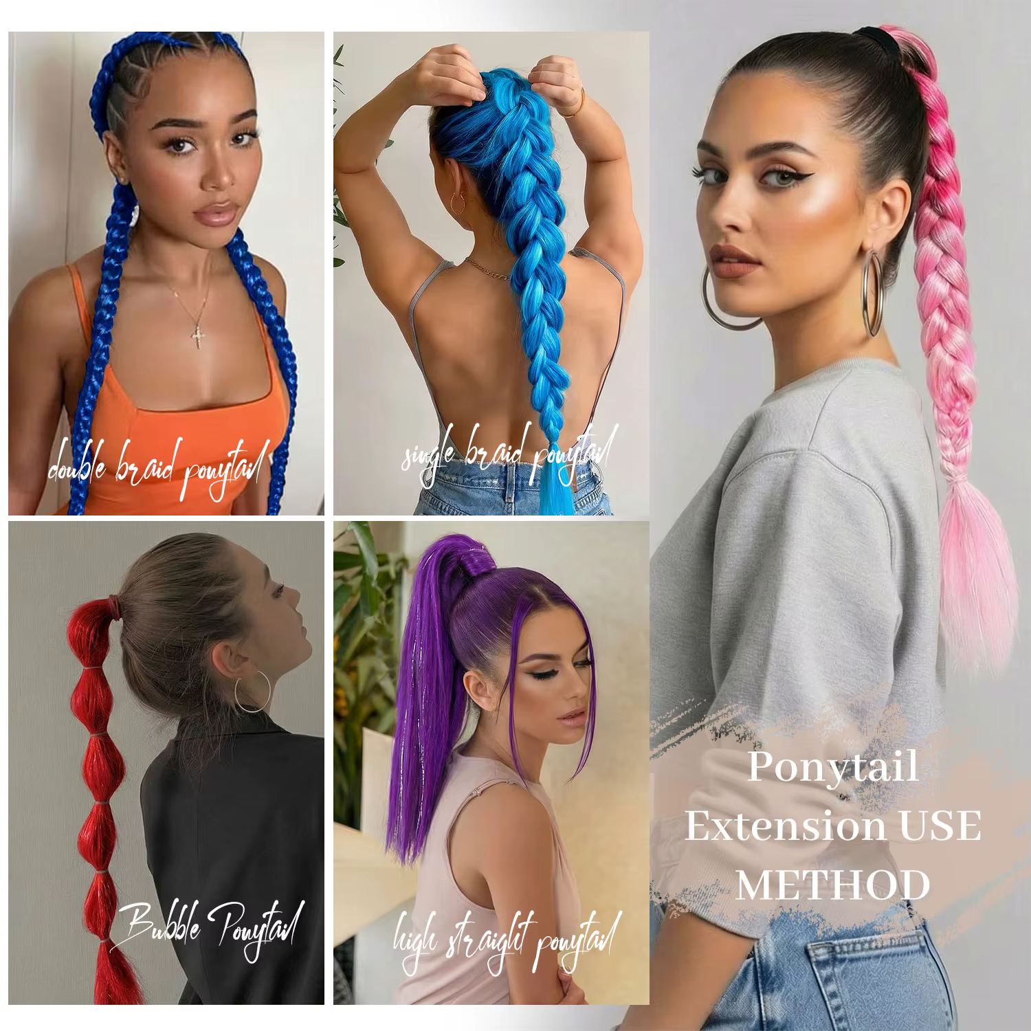 Extensions de cheveux synthétiques en tinsel