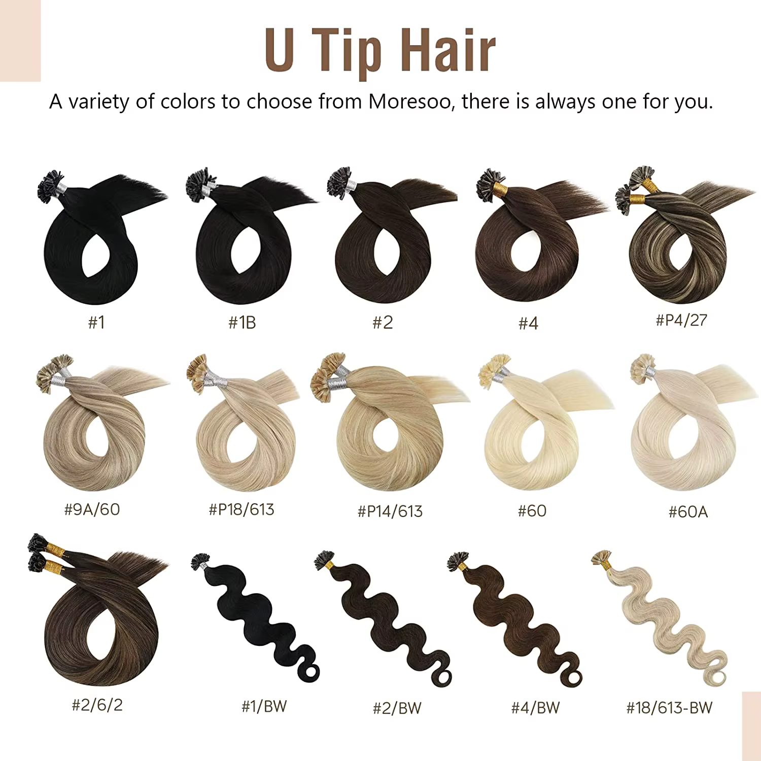Moresoo-Extensions de cheveux en U pour femmes