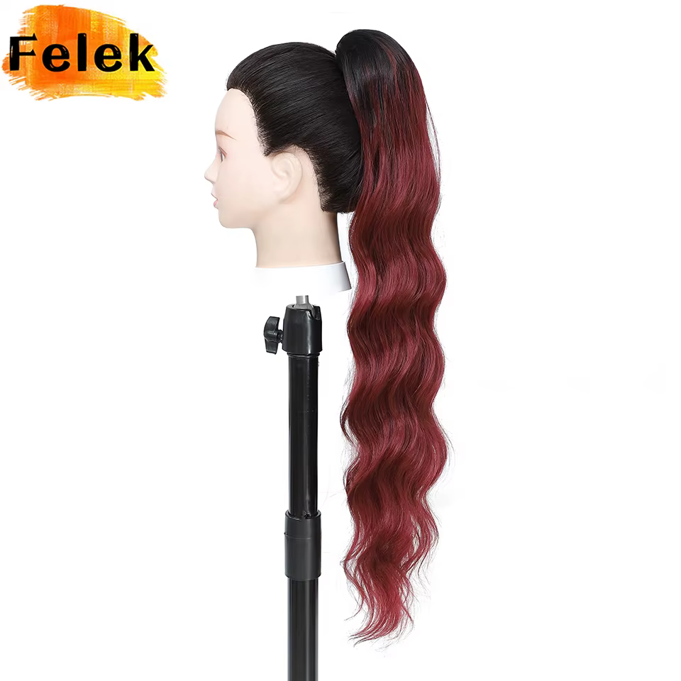 Extension de queue de cheval ondulée bouclée synthétique longue 28 pouces Extensions de cheveux