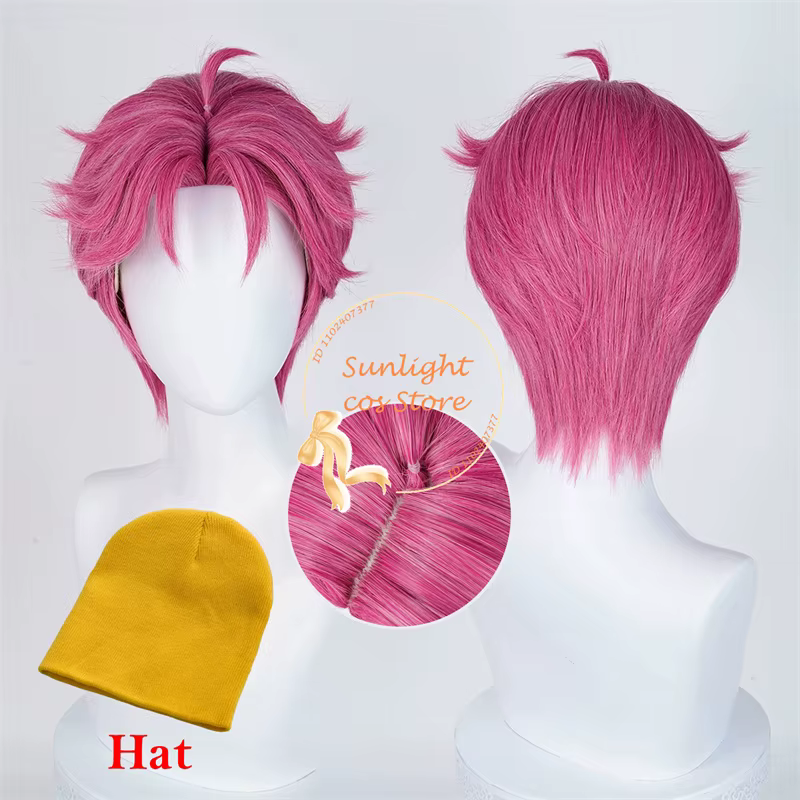 Perruque de Cosplay Anime Rose 30cm