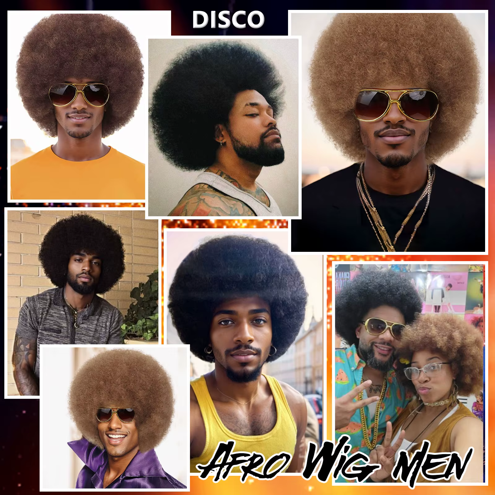 Perruque Afro synthétique bouffante pour hommes