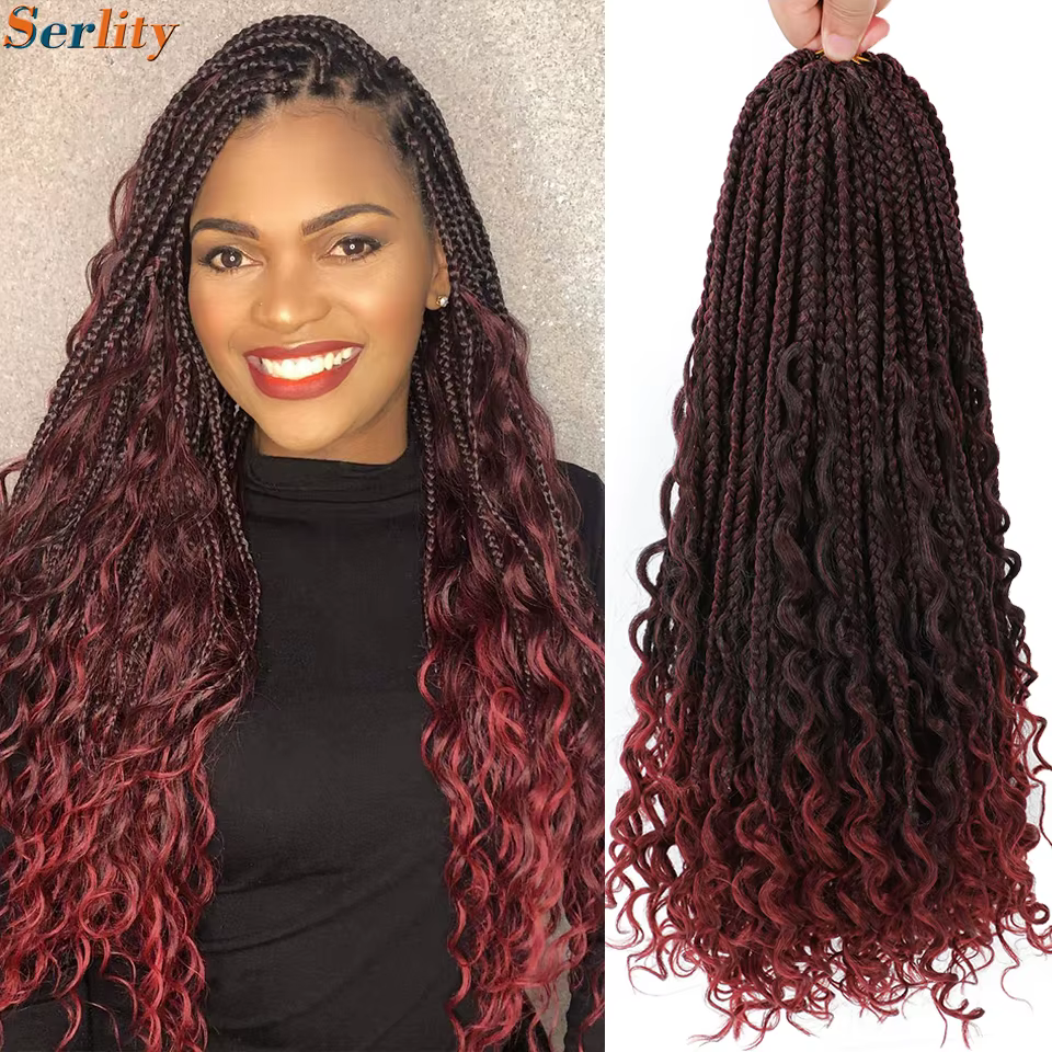 18 "Long Boho Tresses Extensions Déesse Trancas Boîte Tresses Crochet Cheveux Bohème Hippie Tresses Synthétique Crochet Tressage Cheveux