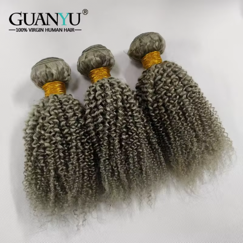Mèches brésiliennes 100% naturelles Remy bouclées et crépues grises