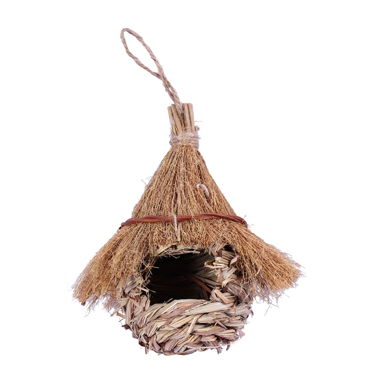 Wren Finch-Maison à oiseaux tissée à la main, cabane à oiseaux pour pelouse intérieure et extérieure