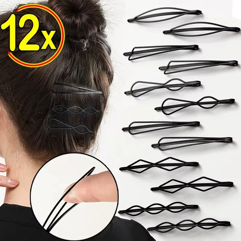 Épingles à cheveux noires ondulées