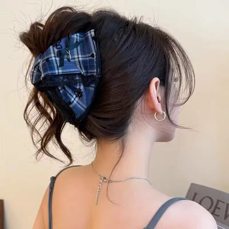Pince à cheveux nœud écossais pour femme