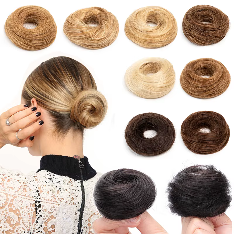 MRS HAIR cheveux humains Chignons Chignon queue de cheval postiche Updo beignet vrais Extensions