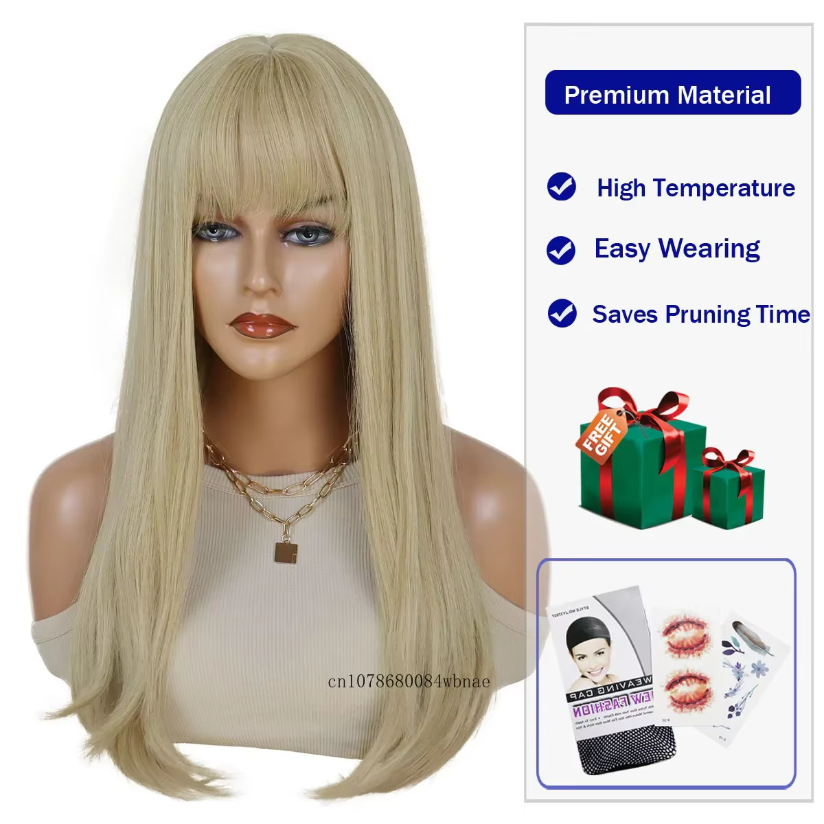 Perruques synthétiques blondes longues pour femmes