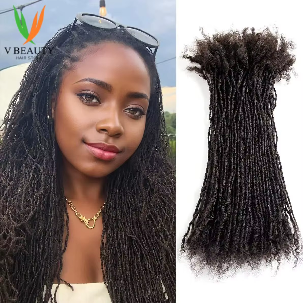 Extensions de micro-locks permanentes Sisterlocks entrelacées faites à la main de 2 mm en cheveux humains naturels