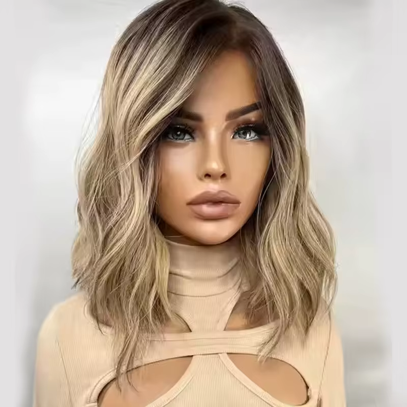 Perruque synthétique blonde européenne authentique pour femme