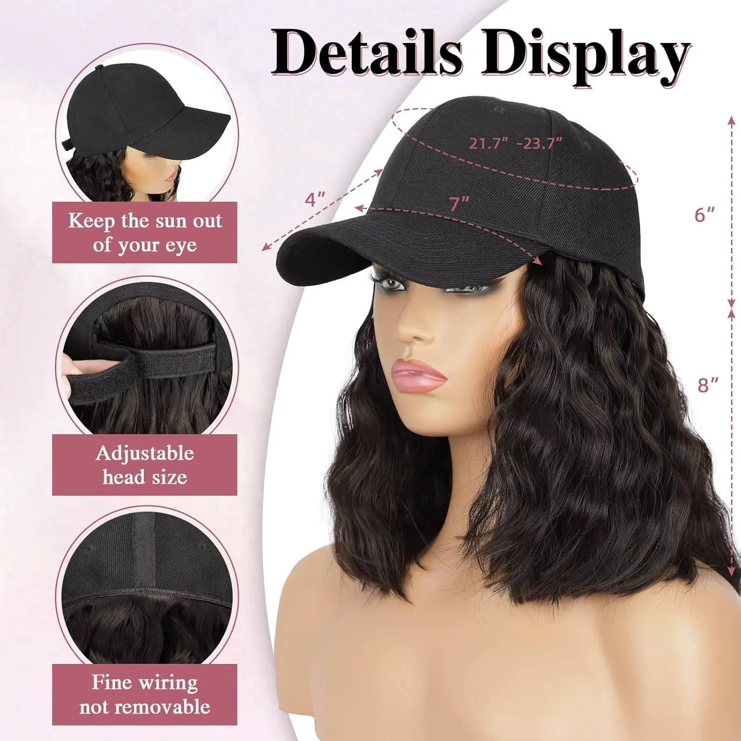 Perruque de chapeau pour femmes