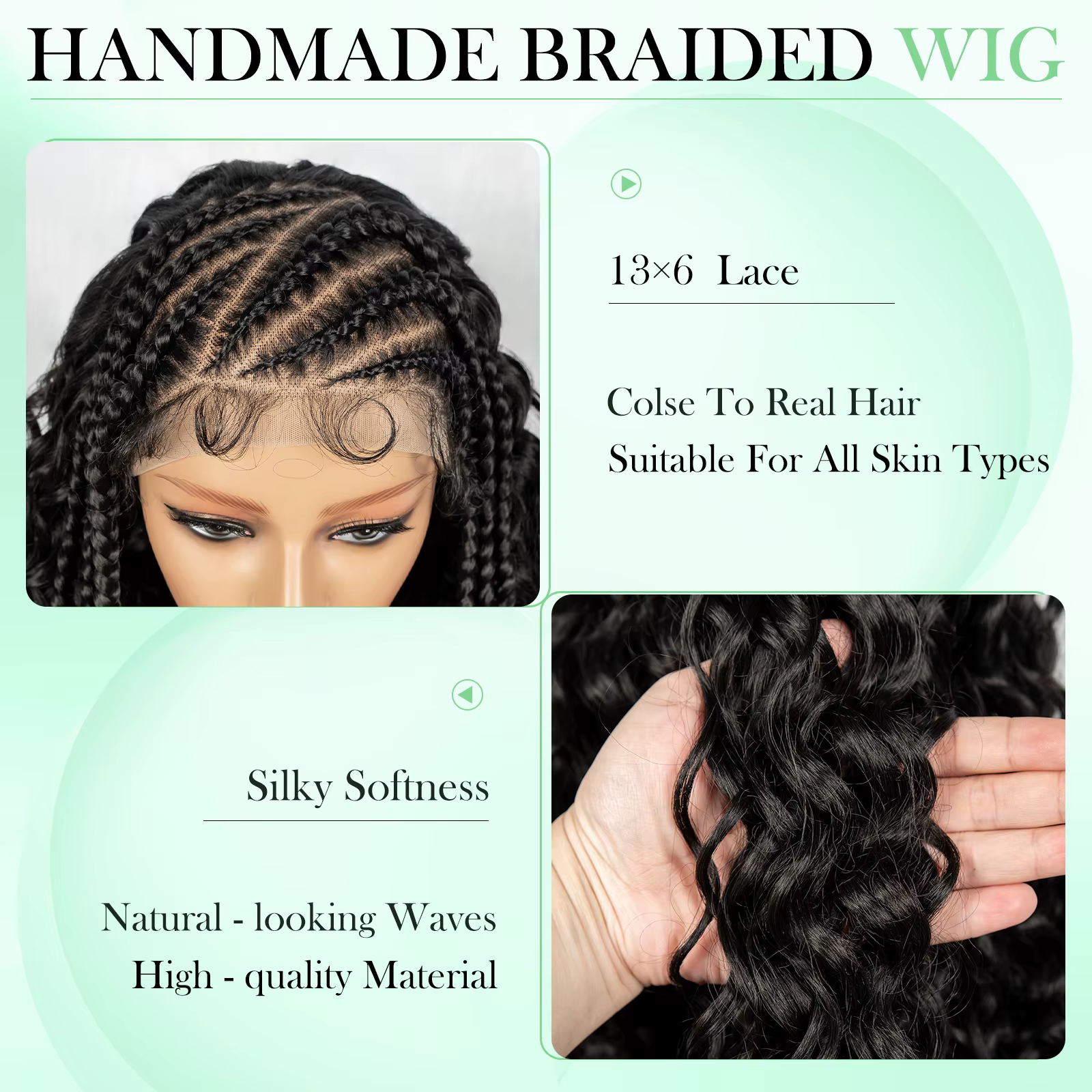 Cornrow – perruque Lace Front Wig synthétique tressée