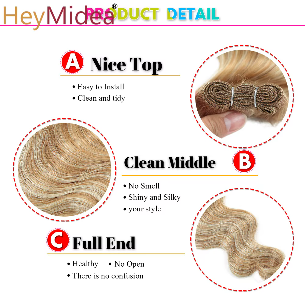Extensions de cheveux synthétiques naturels Body Wave, tissage en mèches, Ombré Blond Piano, épaisseur 'Loose Deep', pour queue de cheval