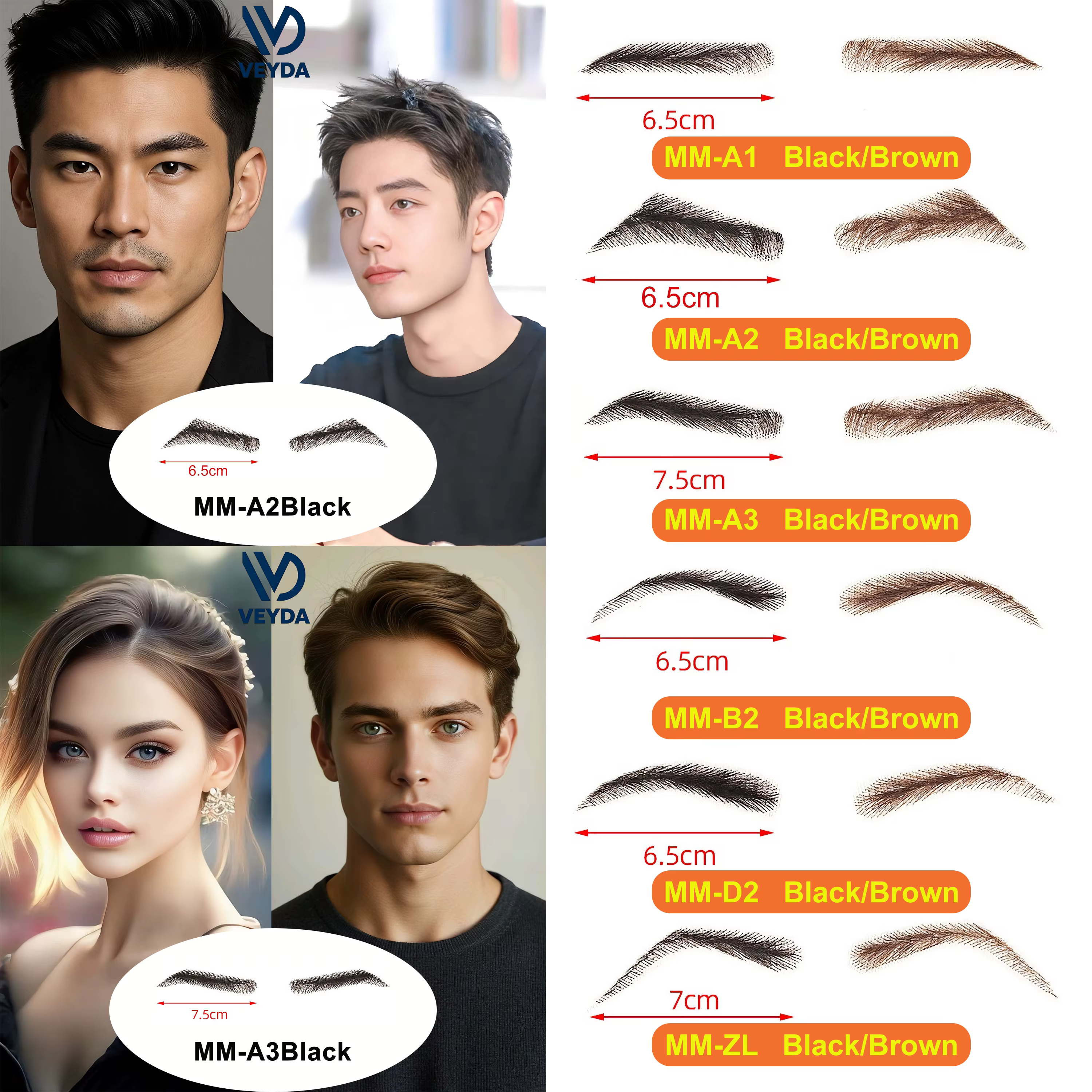 VEYDA Perruques à sourcils tressées en dentelle