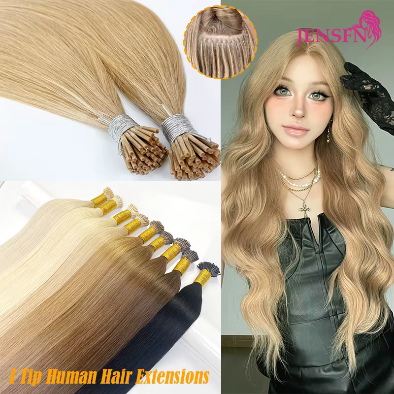 JENSFN I pointe Extensions de cheveux 1g/brin 16 "-26" pouces Remy Fusion naturelle 100%