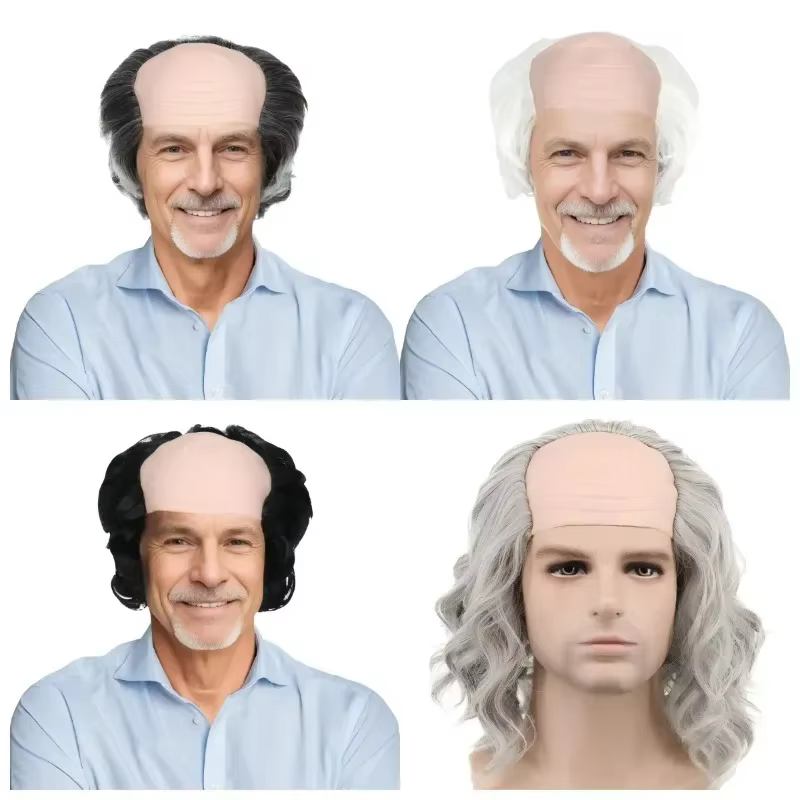 Homme chauve perruque fête d'anniversaire drôle jeu accessoire scène Sitcom effectuer jeu de rôle personnes âgées