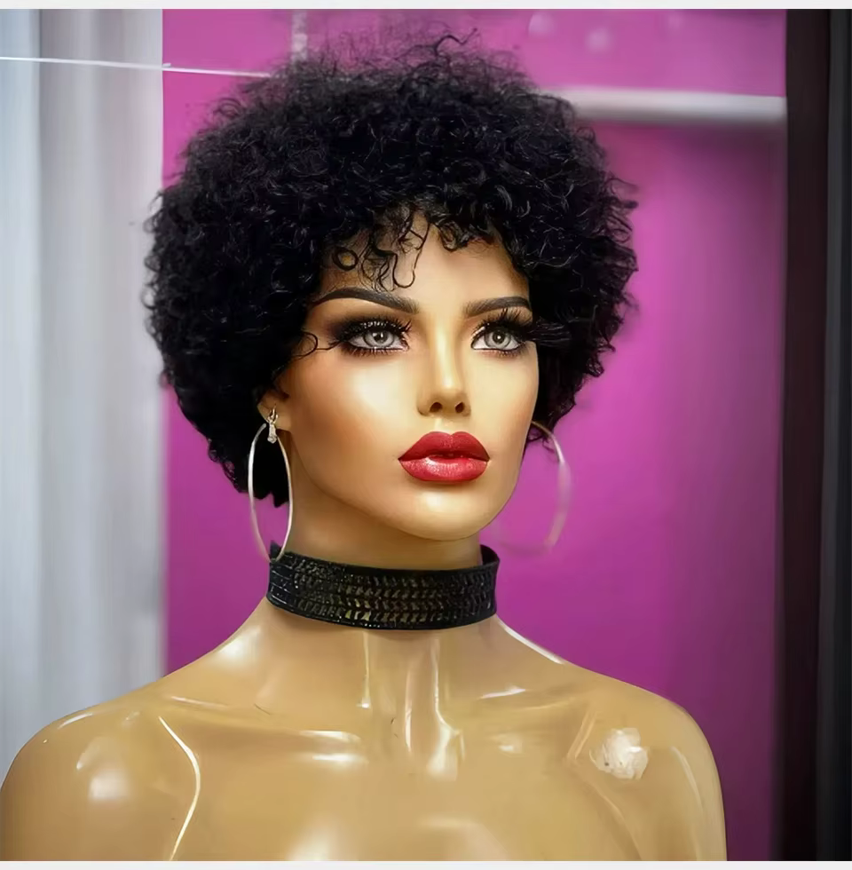 Grandes perruques rebondissantes Afro crépues bouclées pour les femmes noires pré plumées Machine perruque brésilienne