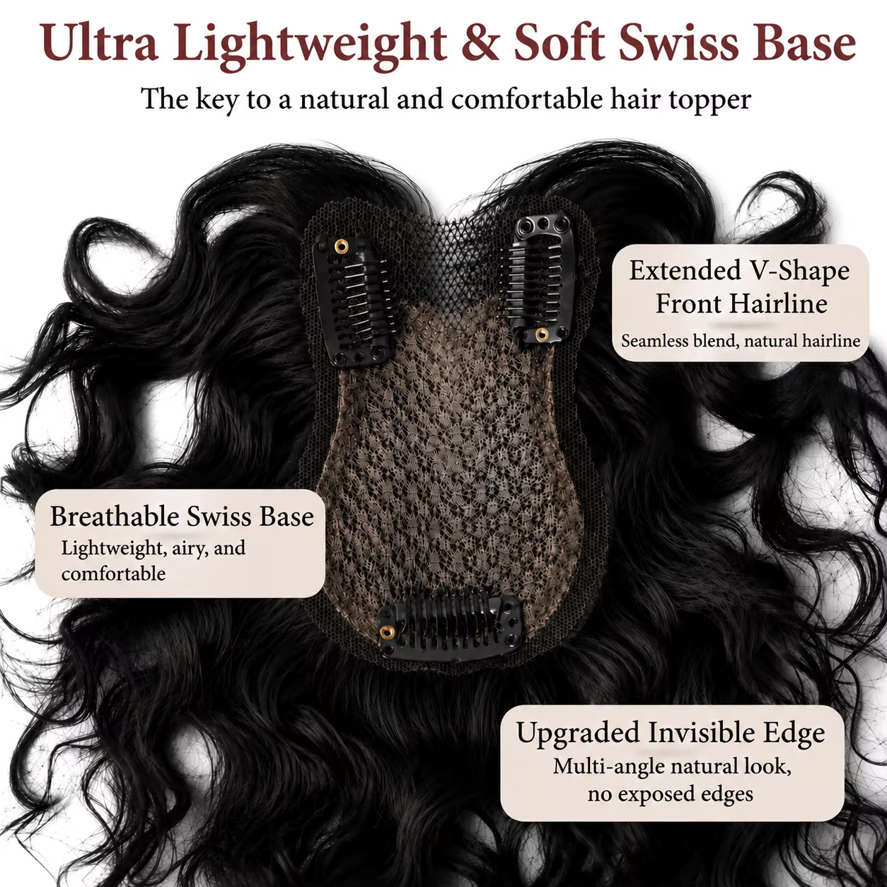 Topper de cheveux humains bouclés pour femmes