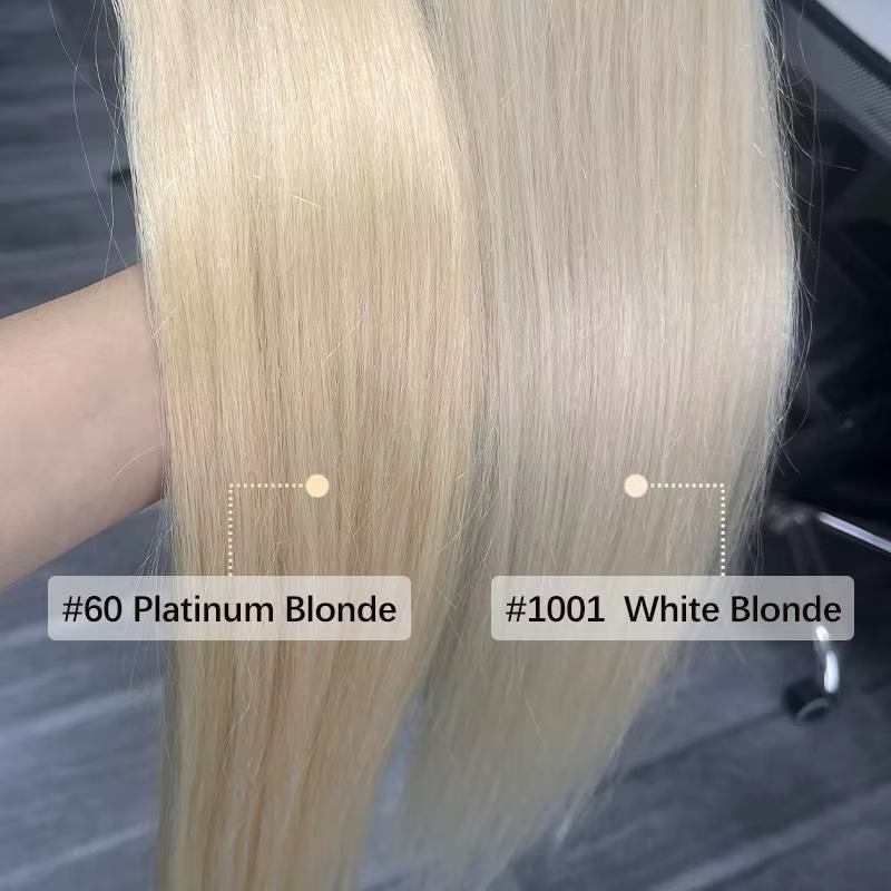 Blond Blanc Personnalisé 1001 # Extensions de cheveux à pointe plate