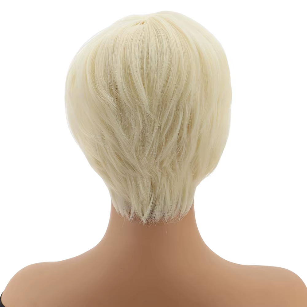 Perruque synthétique courte blond clair de 8 pouces pour femme
