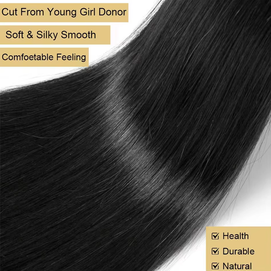 Extensions de Cheveux Humains Naturels Raides Comme des Baguettes