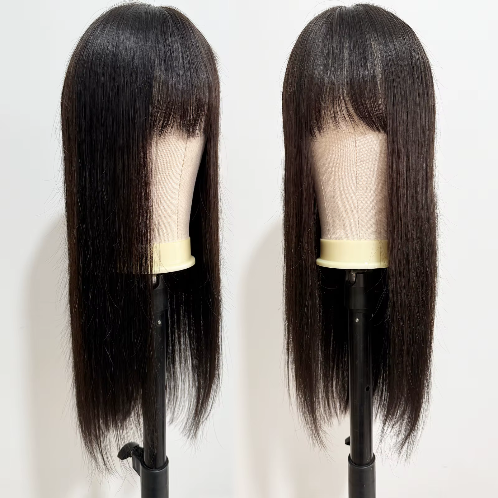 Perruque en cheveux humains européens avec dessus en soie et dentelle