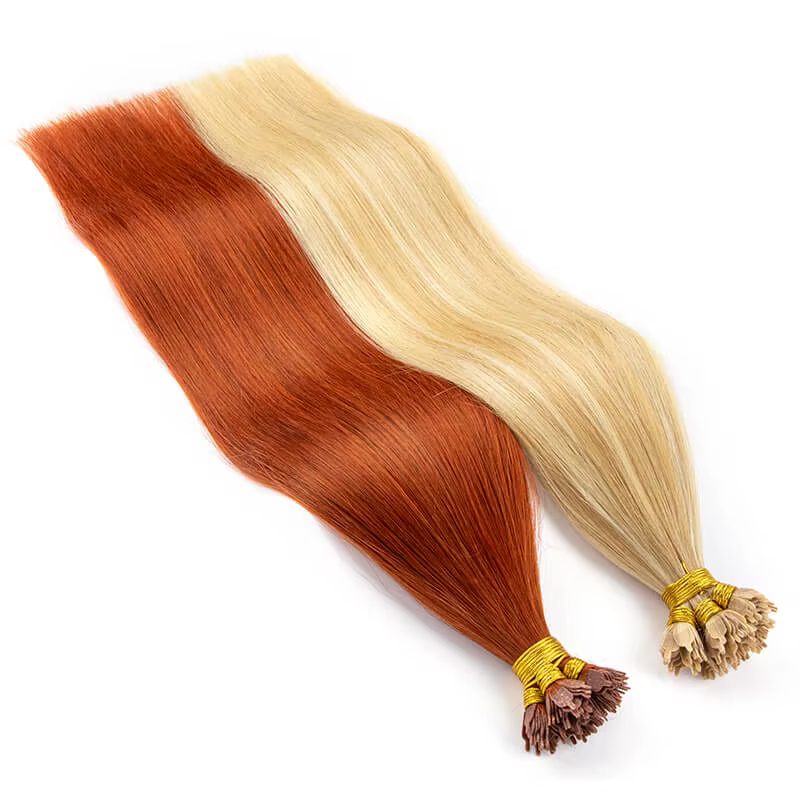 Extensions de cheveux humains à pointe en T, 14 "-26", kératine, cheveux humains Remy lisses, couleur blonde/rouge, 50/100 pièces