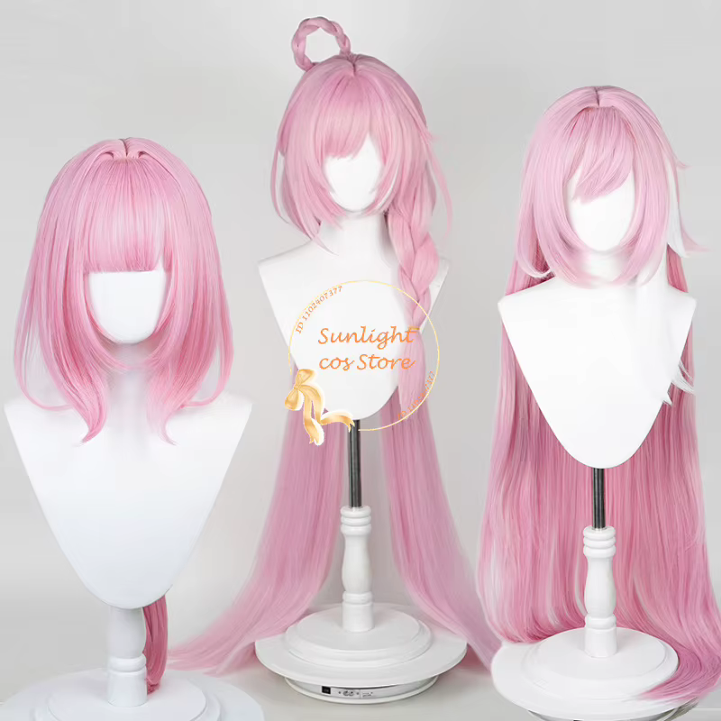 Perruque Cosplay Longue Rose avec Frange