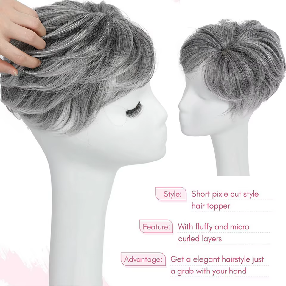 Perruques courtes pour femmes avec cheveux clairsemés