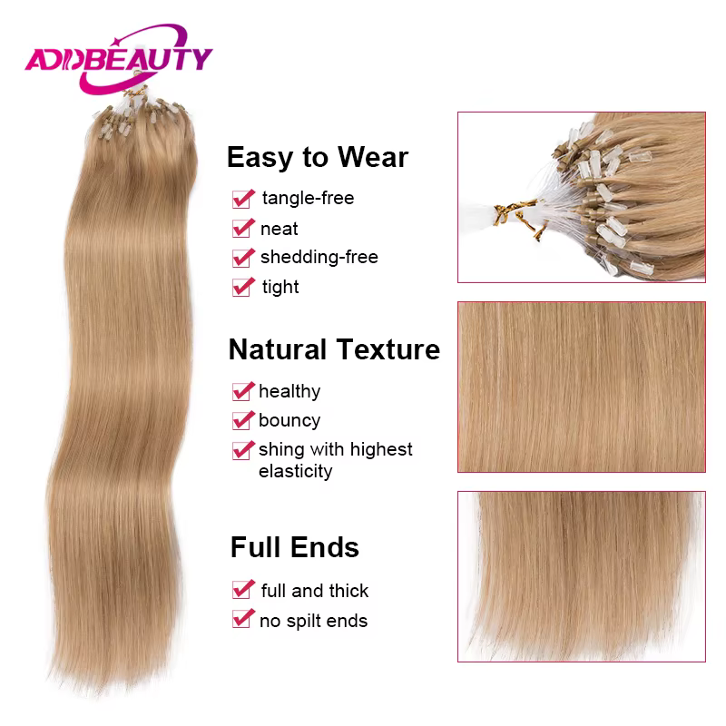 Micro boucle Extension de cheveux humains droite réel