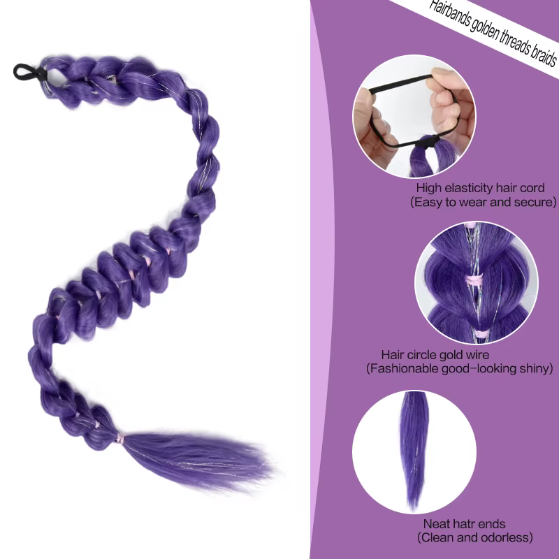LUPU – perruque tressée synthétique violette de 32 pouces
