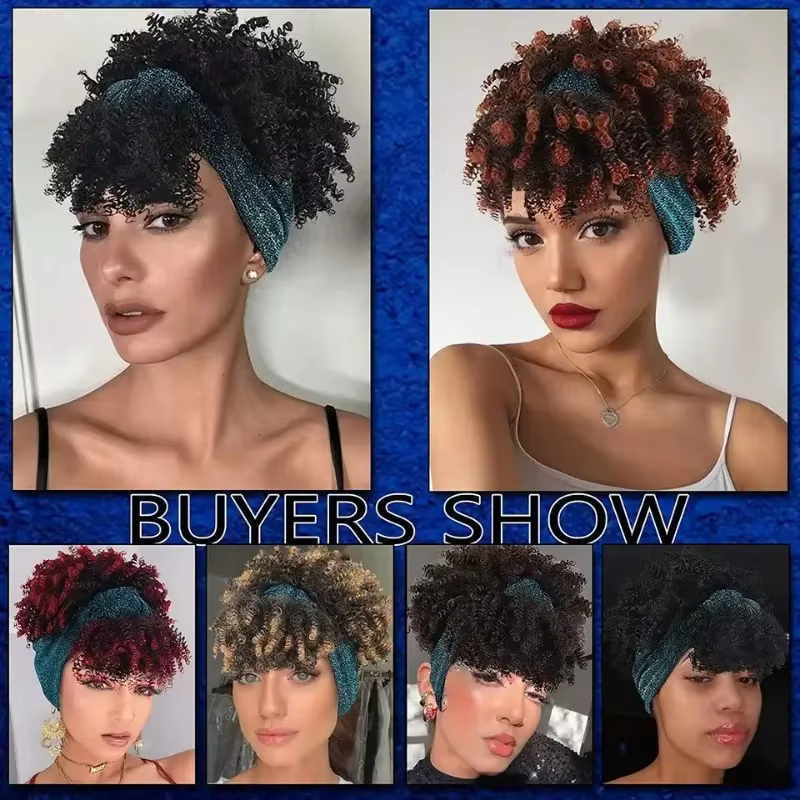 Perruque Afro Bouffante avec Frange pour Femme Noire