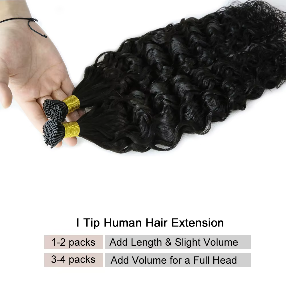 Extensions de cheveux naturels ondulés ITip