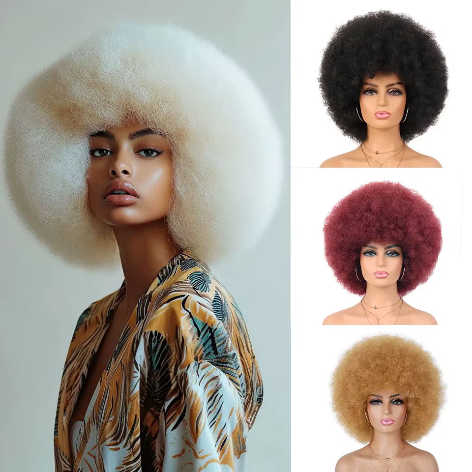 Perruque Afro bouclée blonde pour femmes noires