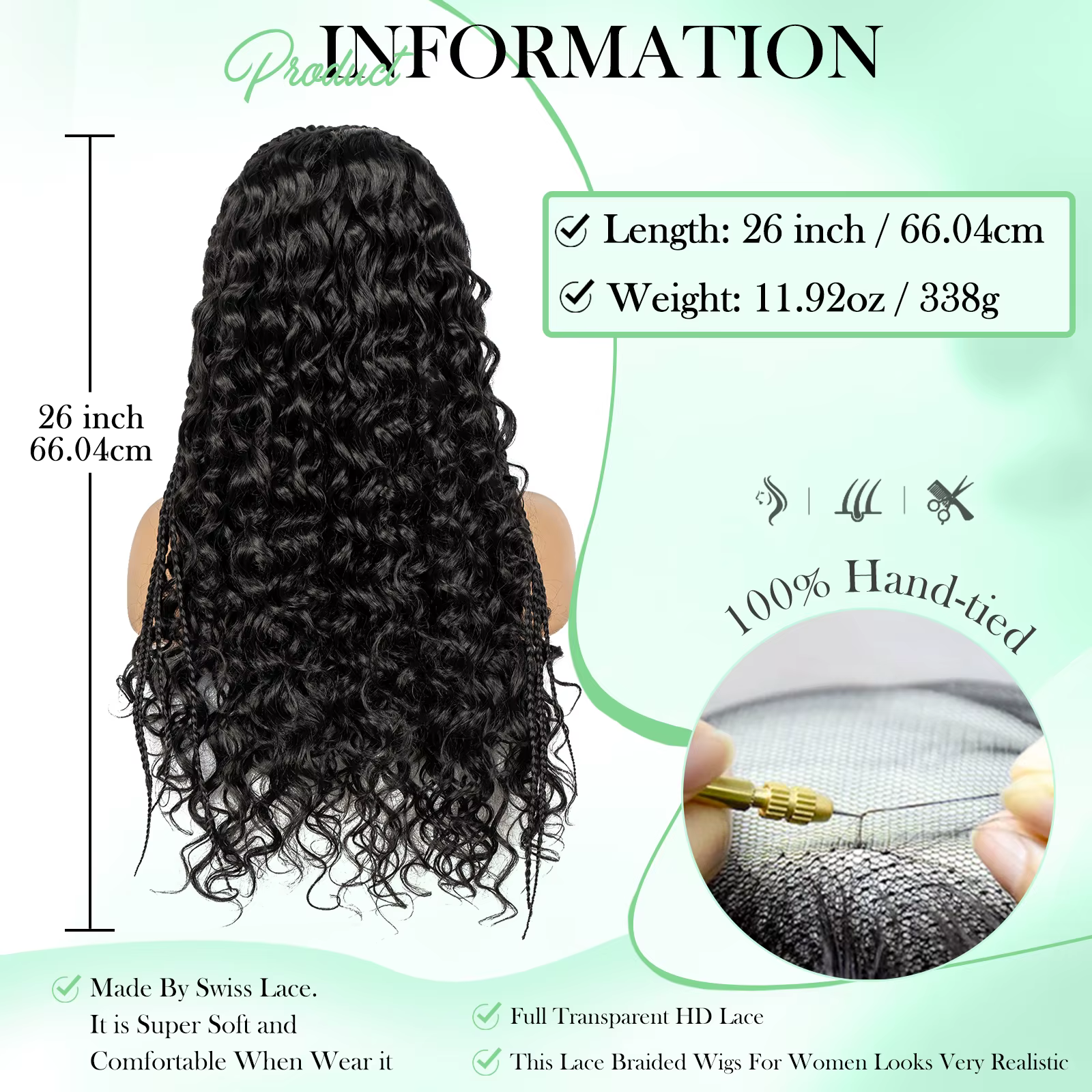 Cornrow – perruque Lace Front Wig synthétique tressée
