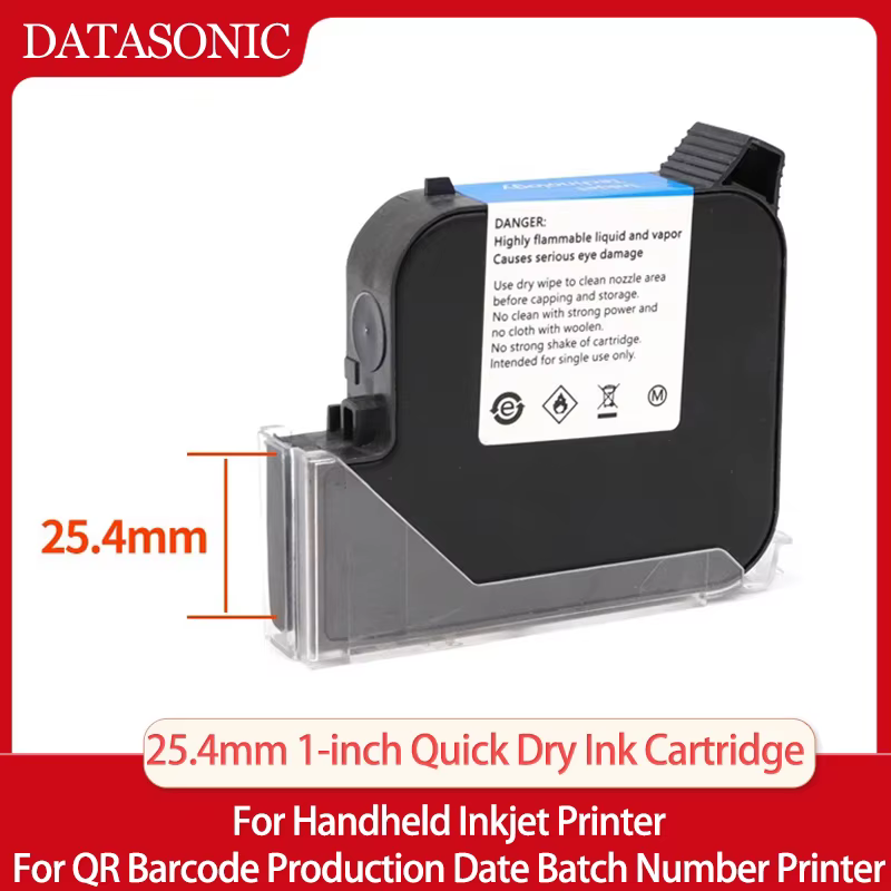 Cartouche d'encre à solvant écologique 25.4mm, pour imprimante thermique portative, pour impression de codes à barres QRCode, sac en verre, boîte en Carton, câble en bois et plastique