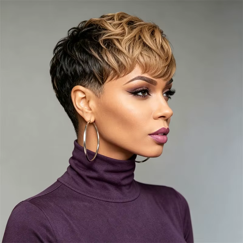 Perruque Pixie Cut en cheveux humains