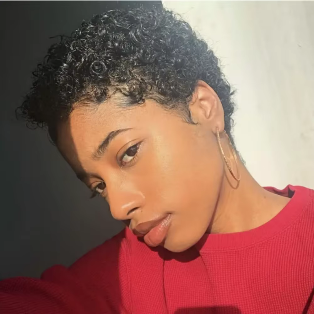 Perruques courtes afro bouclées en cheveux humains pour femmes