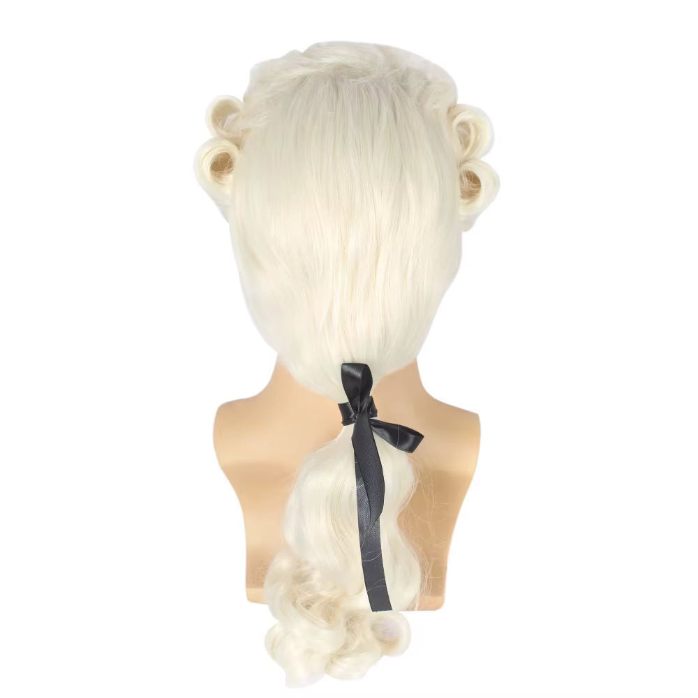 QQXCAIW cheveux synthétiques Colonial Cosplay perruque pour avocat gris noir blanc perruques longues