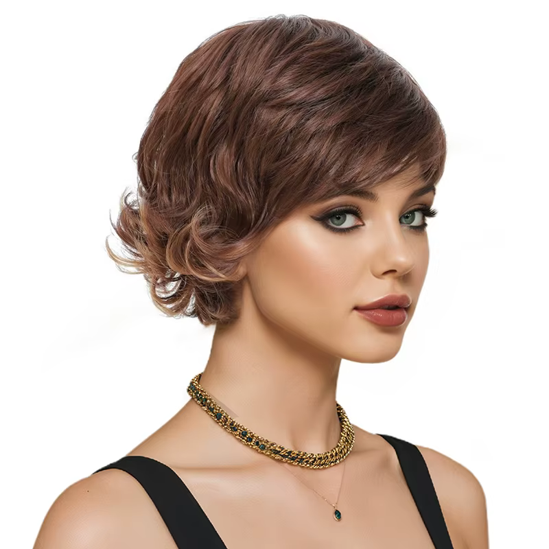 Perruque pour femmes, style tête complète naturelle